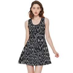 Old Man Monster Motif Black And White Creepy Pattern Inside Out Reversible Sleeveless Dress