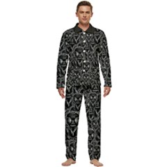 Old Man Monster Motif Black And White Creepy Pattern Men s Long Sleeve Velvet Pocket Pajamas Set