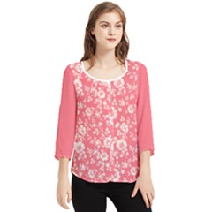 Pattern Seamless Floral Classic Chiffon Quarter Sleeve Blouse by flowerland