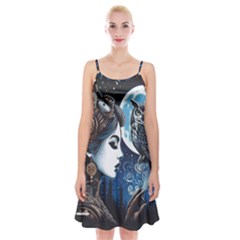 Steampunk Woman With Owl 2 Steampunk Woman With Owl Woman With Owl Strap Spaghetti Strap Velvet Dress