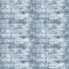 Blue Words And Letters Texture Fabric by DinkovaArt