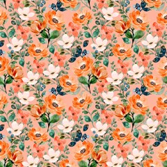Orange Roses Fabric