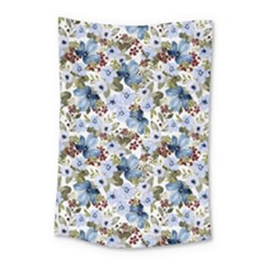 Blue Flowers Small Tapestry by DinkovaArt