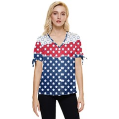 Illustrations Stars Bow Sleeve Button Up Top