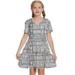 Kiss me before world war 3 typographic motif pattern Kids  Short Sleeve Tiered Mini Dress