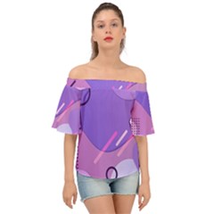 Colorful Labstract Wallpaper Theme Off Shoulder Short Sleeve Top by Apen