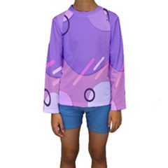Colorful Labstract Wallpaper Theme Kids  Long Sleeve Swimwear