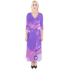 Colorful Labstract Wallpaper Theme Quarter Sleeve Wrap Maxi Dress