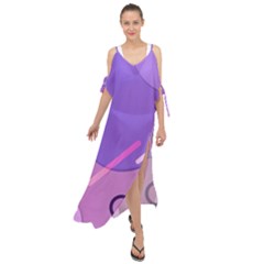 Colorful Labstract Wallpaper Theme Maxi Chiffon Cover Up Dress