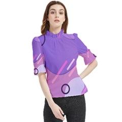 Colorful Labstract Wallpaper Theme Frill Neck Blouse