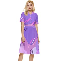Colorful Labstract Wallpaper Theme Button Top Knee Length Dress