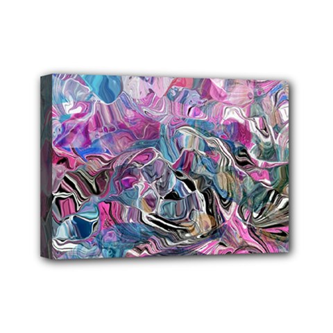 Pink Swirls Flow Mini Canvas 7  X 5  (stretched) by kaleidomarblingart