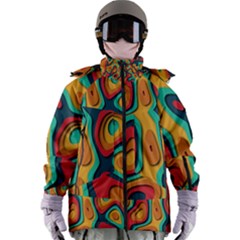 Paper Cut Abstract Pattern Women s Zip Ski And Snowboard Waterproof Breathable Jacket