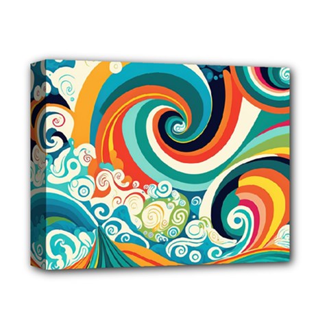 Waves Ocean Sea Abstract Whimsical Deluxe Canvas 14  X 11  (stretched)