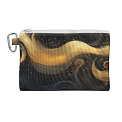 Abstract Gold Wave Background Canvas Cosmetic Bag (large)