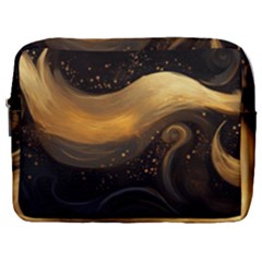 Abstract Gold Wave Background Make Up Pouch (large)