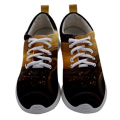 Abstract Gold Wave Background Women Athletic Shoes