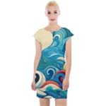 Waves Wave Ocean Sea Abstract Whimsical Cap Sleeve Bodycon Dress