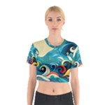 Waves Wave Ocean Sea Abstract Whimsical Cotton Crop Top