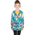 Waves Wave Ocean Sea Abstract Whimsical Kids  Double Breasted Button Coat