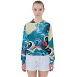 Waves Wave Ocean Sea Abstract Whimsical Women s Tie Up Sweat