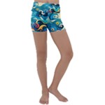 Waves Wave Ocean Sea Abstract Whimsical Kids  Lightweight Velour Yoga Shorts