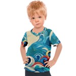 Waves Wave Ocean Sea Abstract Whimsical Kids  Sports T-Shirt