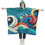 Waves Wave Ocean Sea Abstract Whimsical Women s Hooded Rain Ponchos