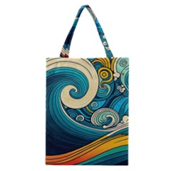 Waves Ocean Sea Abstract Whimsical Art Classic Tote Bag by Maspions