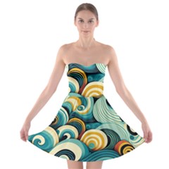 Wave Waves Ocean Sea Abstract Whimsical Strapless Bra Top Dress