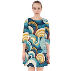 Wave Waves Ocean Sea Abstract Whimsical Smock Dress by Maspions