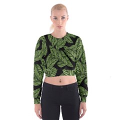 Background Pattern Leaves Texture Cropped Sweatshirt