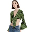 Background Pattern Leaves Texture Trumpet Sleeve Cropped Top View2