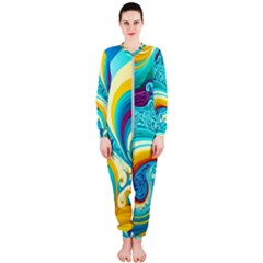 Abstract Waves Ocean Sea Whimsical Onepiece Jumpsuit (ladies) by Maspions