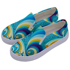 Abstract Waves Ocean Sea Whimsical Kids  Canvas Slip Ons by Maspions