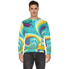 Abstract Waves Ocean Sea Whimsical Men s Fleece Sweatshirt by Maspions