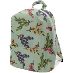 Berries Flowers Pattern Print Zip Up Backpack