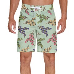 Berries Flowers Pattern Print Men s Beach Shorts