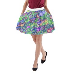Sktechy Style Guitar Drawing Motif Colorful Random Pattern Wb A-line Pocket Skirt by dflcprintsclothing