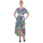 Sktechy Style Guitar Drawing Motif Colorful Random Pattern Wb Front Wrap High Low Dress