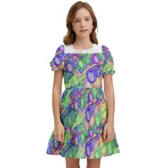 Sktechy Style Guitar Drawing Motif Colorful Random Pattern Wb Kids  Puff Sleeved Dress by dflcprintsclothing