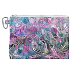 Pink Swirls Blend  Canvas Cosmetic Bag (xl) by kaleidomarblingart