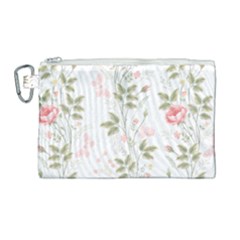 Flowers Roses Pattern Nature Bloom Canvas Cosmetic Bag (large)