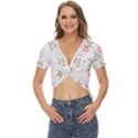 Flowers Roses Pattern Nature Bloom Twist Front Crop Top View1