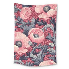 Vintage Floral Poppies Large Tapestry by Grandong