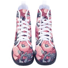 Vintage Floral Poppies Women s High-top Canvas Sneakers