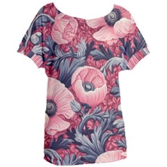 Vintage Floral Poppies Women s Oversized T-shirt