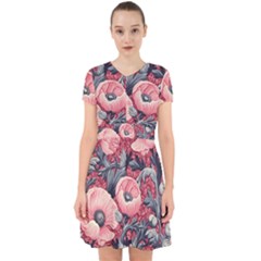 Vintage Floral Poppies Adorable In Chiffon Dress