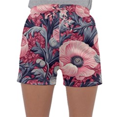 Vintage Floral Poppies Sleepwear Shorts