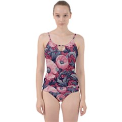Vintage Floral Poppies Cut Out Top Tankini Set by Grandong